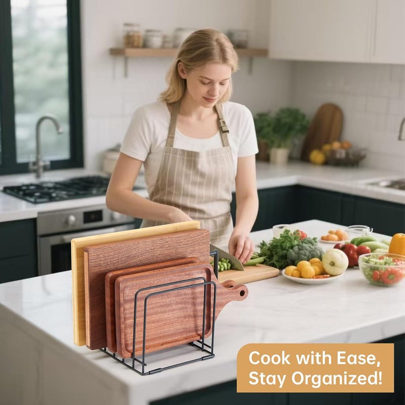 Eyskutvjc Cutting Board Organizer,Kitchen Cabinet Organizer,Divided Rack with 5 Slots for Baking Trays,Space-Saving Kitchen Storage for Cutting Boards, Cookie Sheet, Thin Pans and Baking Sheets Holder (1pcs) - Image 2